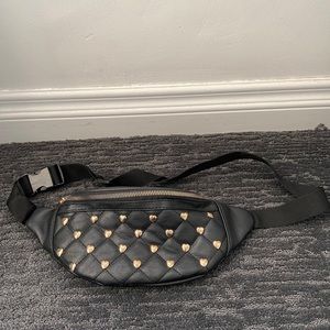 Faux leather fanny pack with heart studs